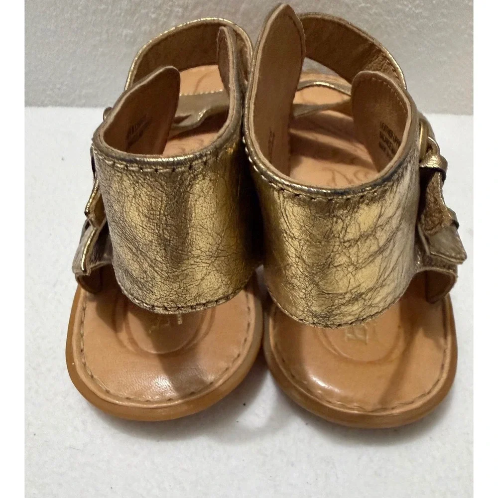 Born Mai Metallic Gold Leather Gladiator Sandals Double Buckle Women's 7M Boho